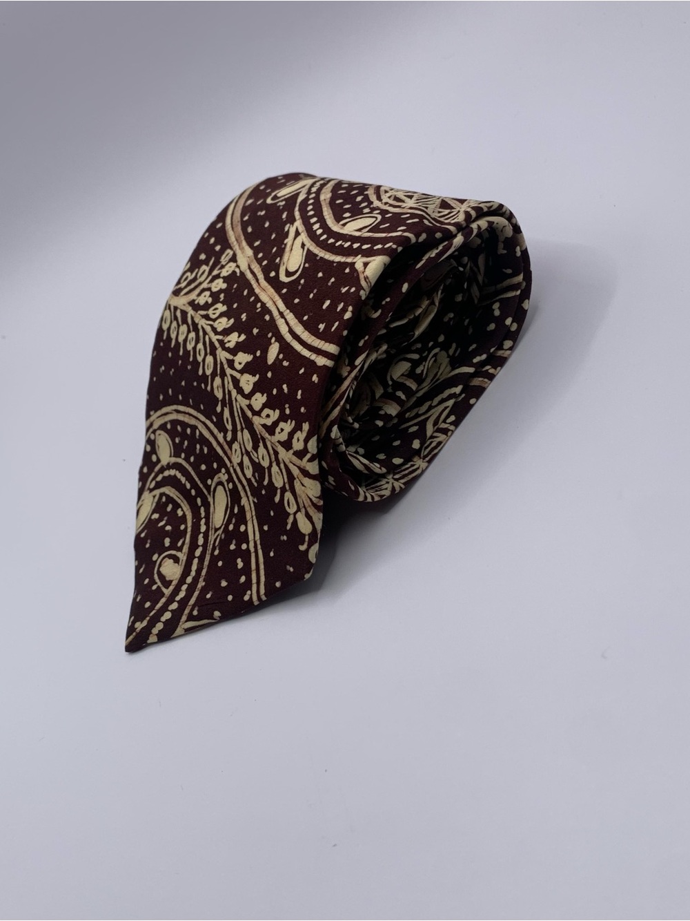 Milo’s Vintage Men's Burgundy Tie with Cream Paisley Pattern 0143 business